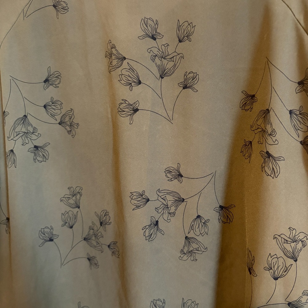 Worthington Olive Green Floral V-Neck Tiered Ruffle Sleeve Blouse Top Womens XXL - Picture 3 of 9